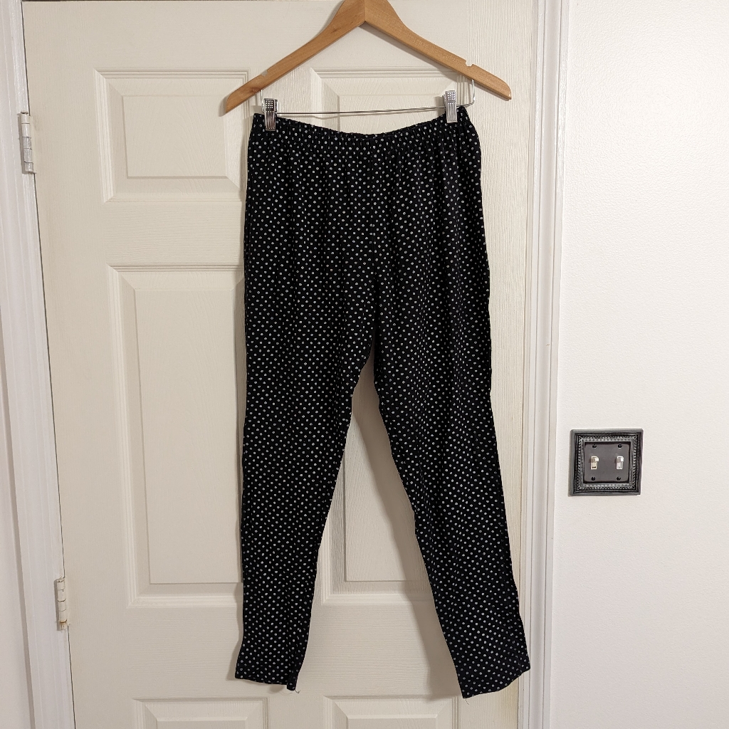 Woman Within Black Polka Dot Casual Cotton Spandex Leggings Size 18/20 Tall